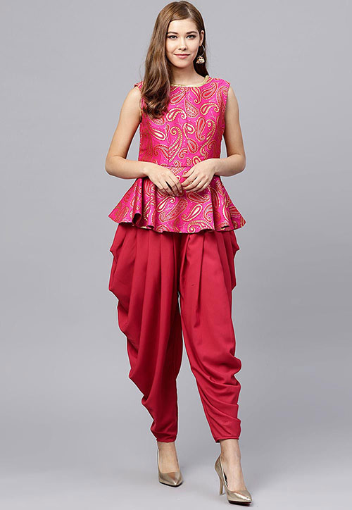 dhoti style dress with crop top