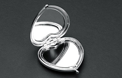 Silver Plated Heart Shaped Compact Mirror